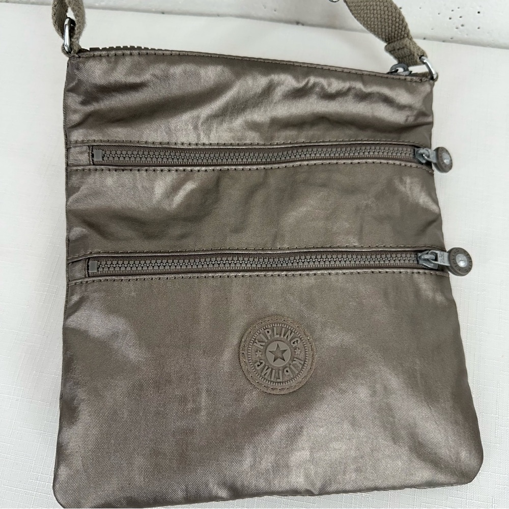 Kipling Metallic Silver Crossbody Bag Purse - Picture 3 of 16